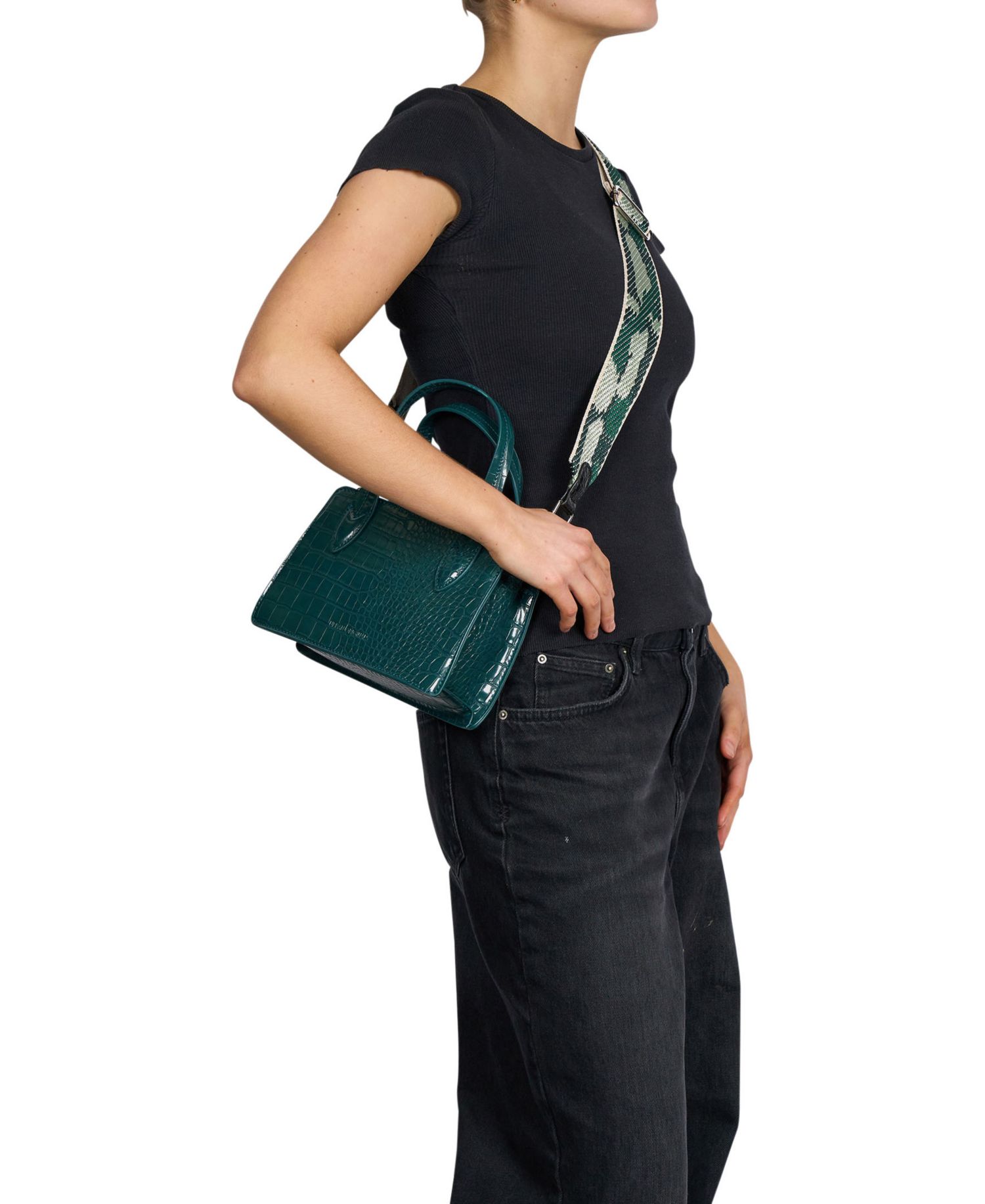 August Croc-effect Faux Leather Crossbody Bag
