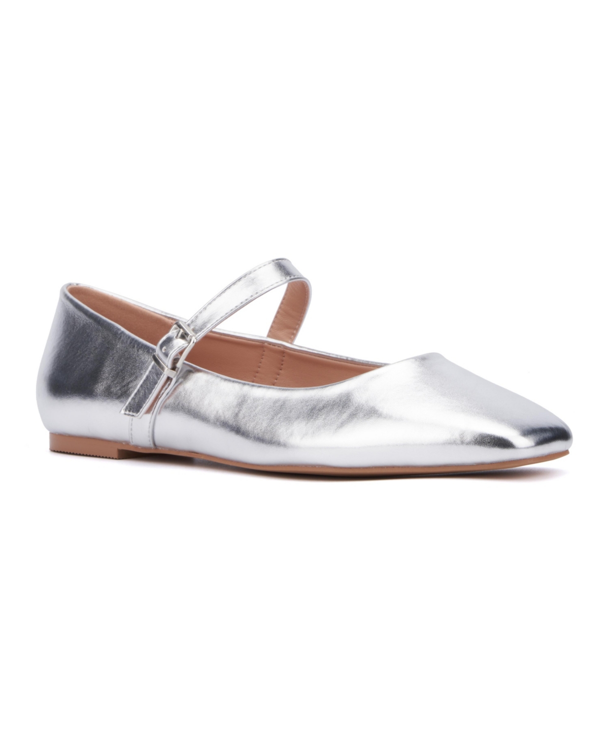 New York And Company Page Mary Jane Ballet Flat In Silver Metallic