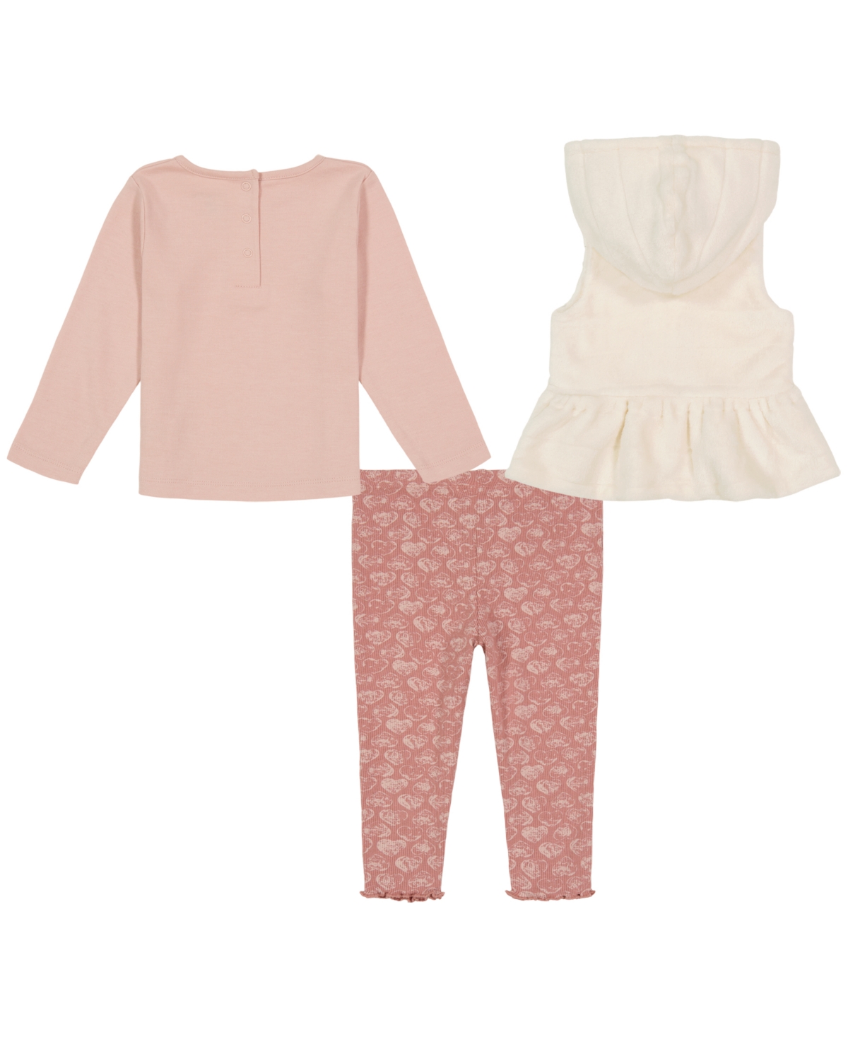 Shop Calvin Klein Infant Girl T-shirt, Silky Sherpa Vest Print Leggings Set, 3 Piece In Cream