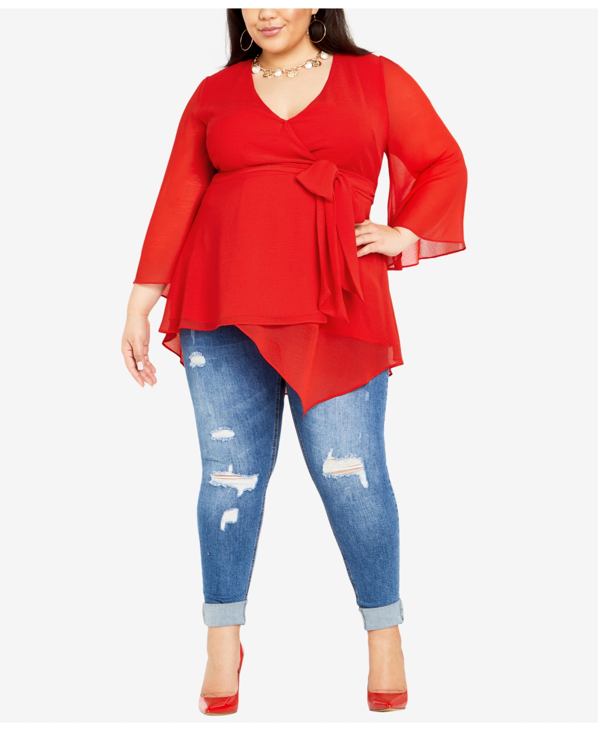 Plus Size Arya Wrap Tie Waist Top - Tigerlily