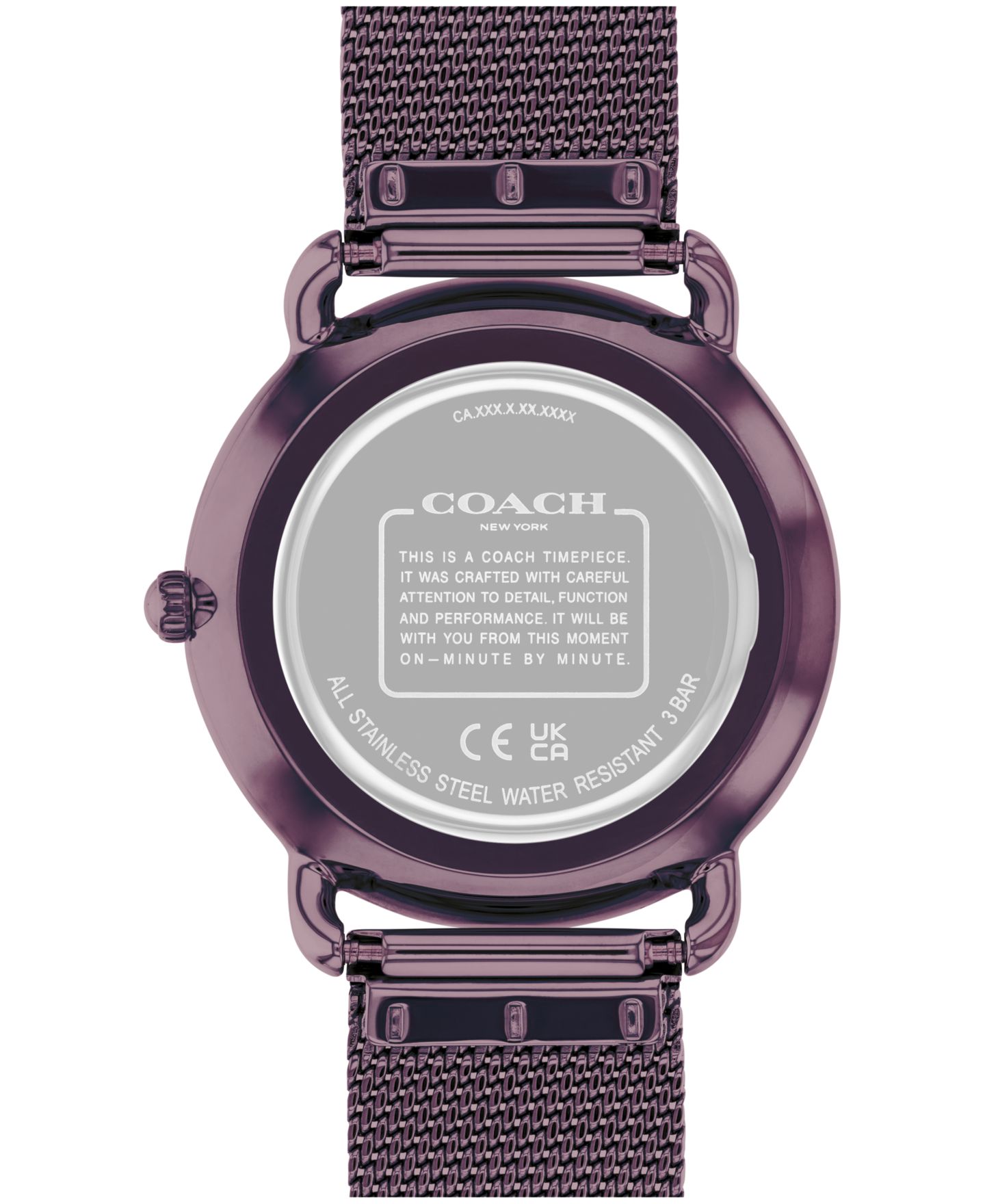 Женские часы COACH Elliot Purple Stainless Steel Mesh Bracelet Watch 36mm — фото 3
