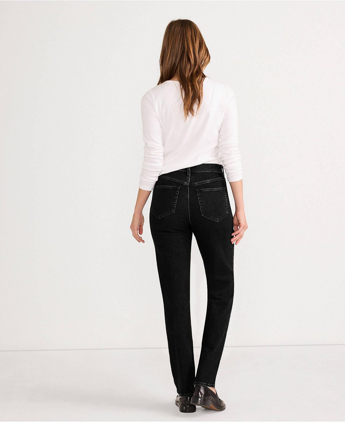 Lands' End Women's Mid Rise Straight Leg Jeans view 2 — MAYCSS fashion products