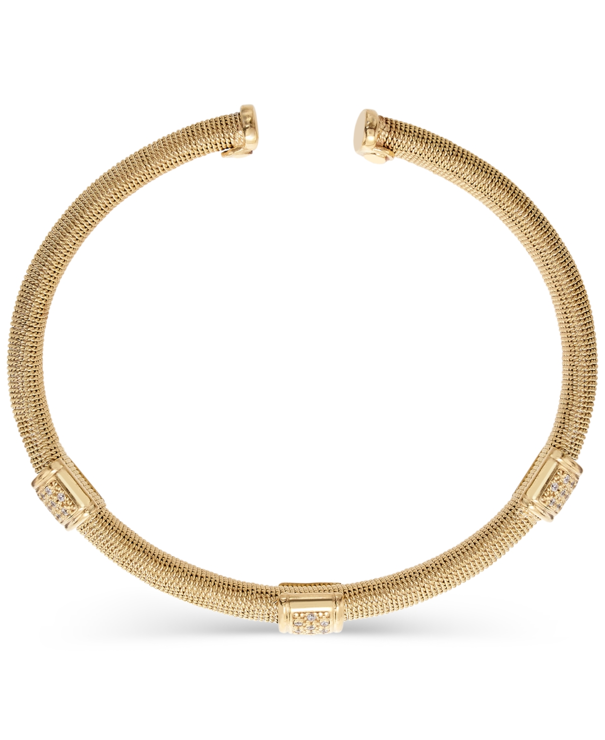Diamond Station Cuff Bangle Bracelet (1/3 ct. t.w.) in 14k Gold-Plated Sterling Silver - Gold-Plated Sterling Silver