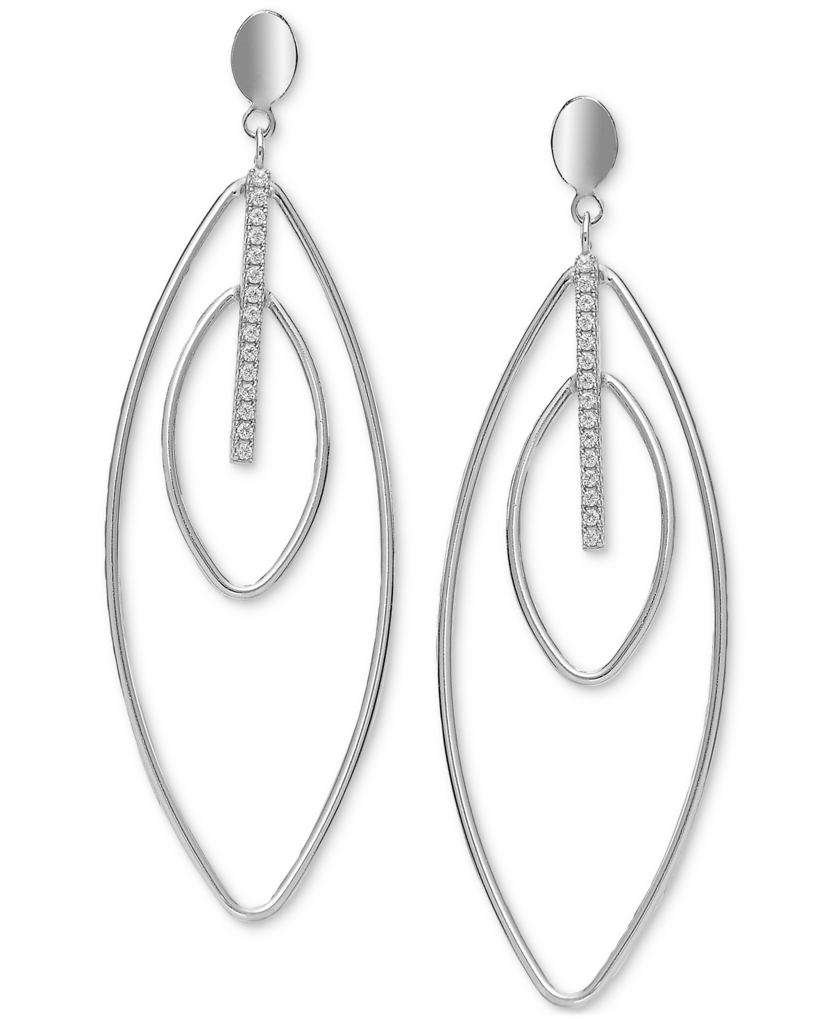 Macy's Diamond Navette Open Drop Earrings (1/4 Ct. T.w.) In Sterling Silver