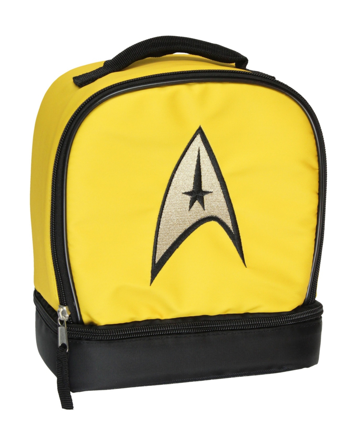 The Original Series Captain Kirk Embroidered Command Logo Dual Compartment Insulated Lunch Box Bag Tote - Yellow