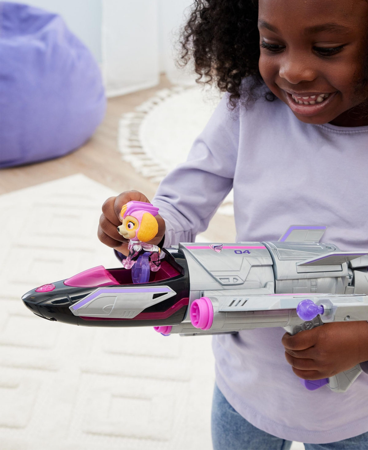 Paw Patrol - The Mighty Movie, Converting Rescue Jet With Skye Mighty Pups Action Figure, Lights And Sounds, Ki In Multicolor