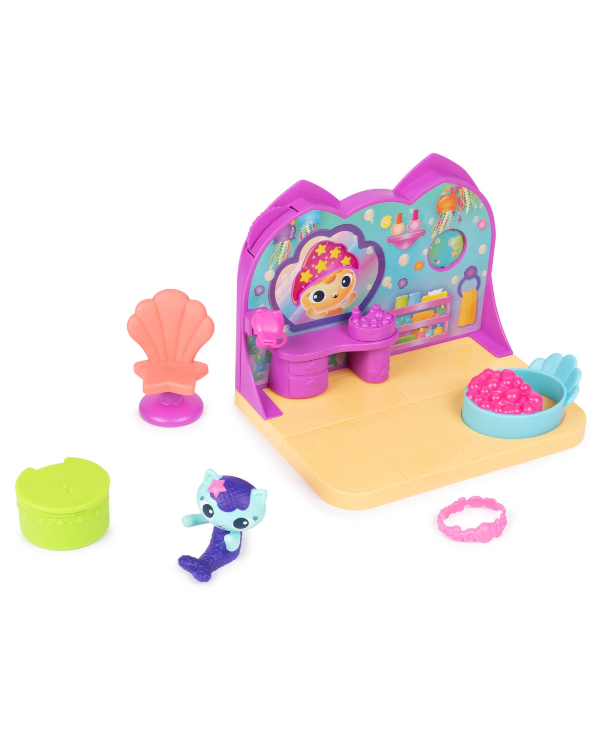 Gabby's Dollhouse Kids' Dreamworks, Mercat's Spa Room Playset, With Mercat Toy Figure, Surprise Toys And Dollhouse Furniture In Multi-color