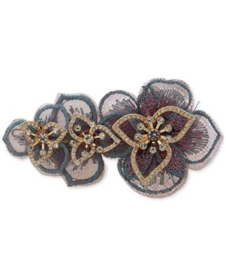 lonna & lilly - Gold-Tone Crystal & Polyester Triple Flower Hair Barrette