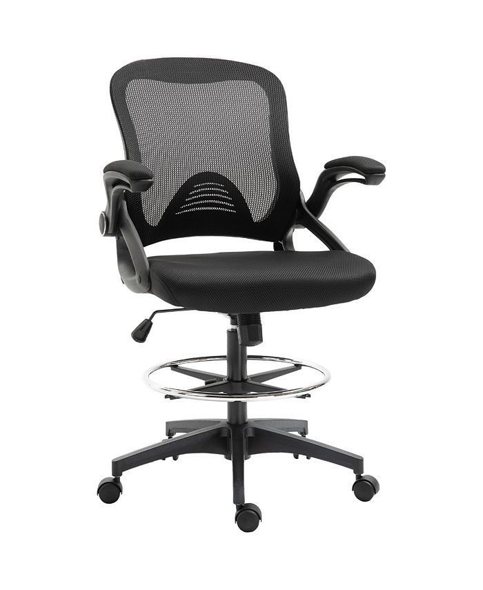 Vinsetto Mesh Drafting Chair, Tall Office Chair with Lumbar Support, FlipUp Armrests, Footrest