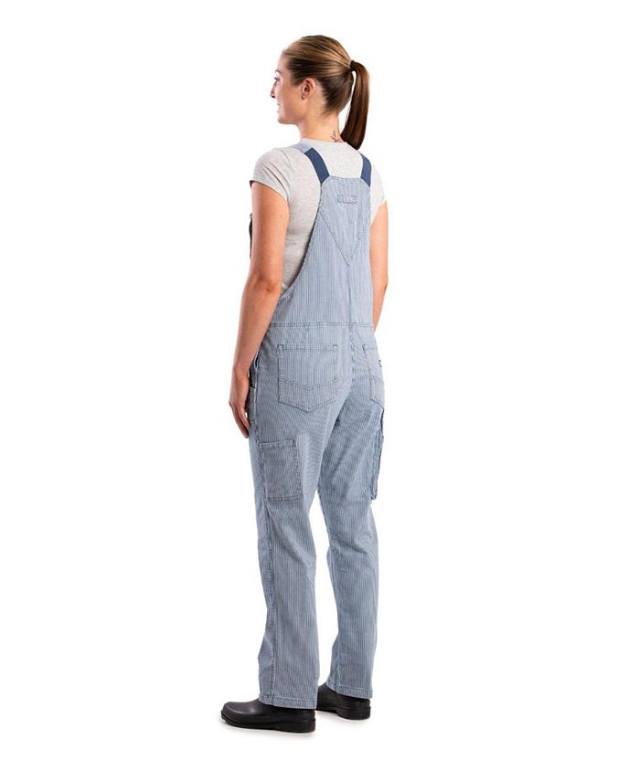 Berne Women's Long Vintage Washed Flex Hickory Stripe Bib Overall Macy's