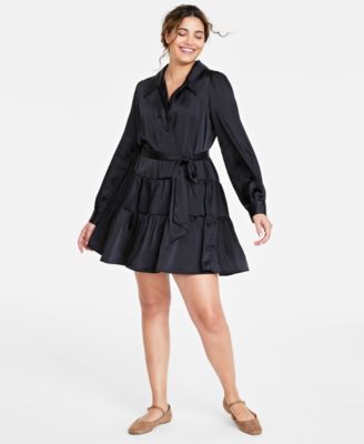 Macy's black wrap dress hotsell