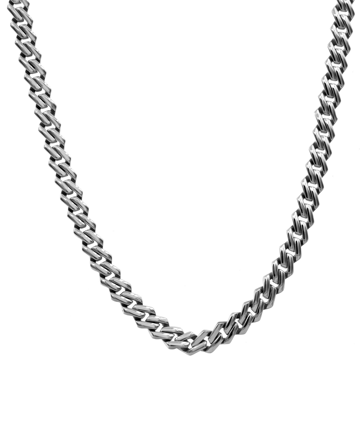 Men's Cubic Zirconia-Accented Curb Link 24" Chain Necklace in Stainless Steel - Steel