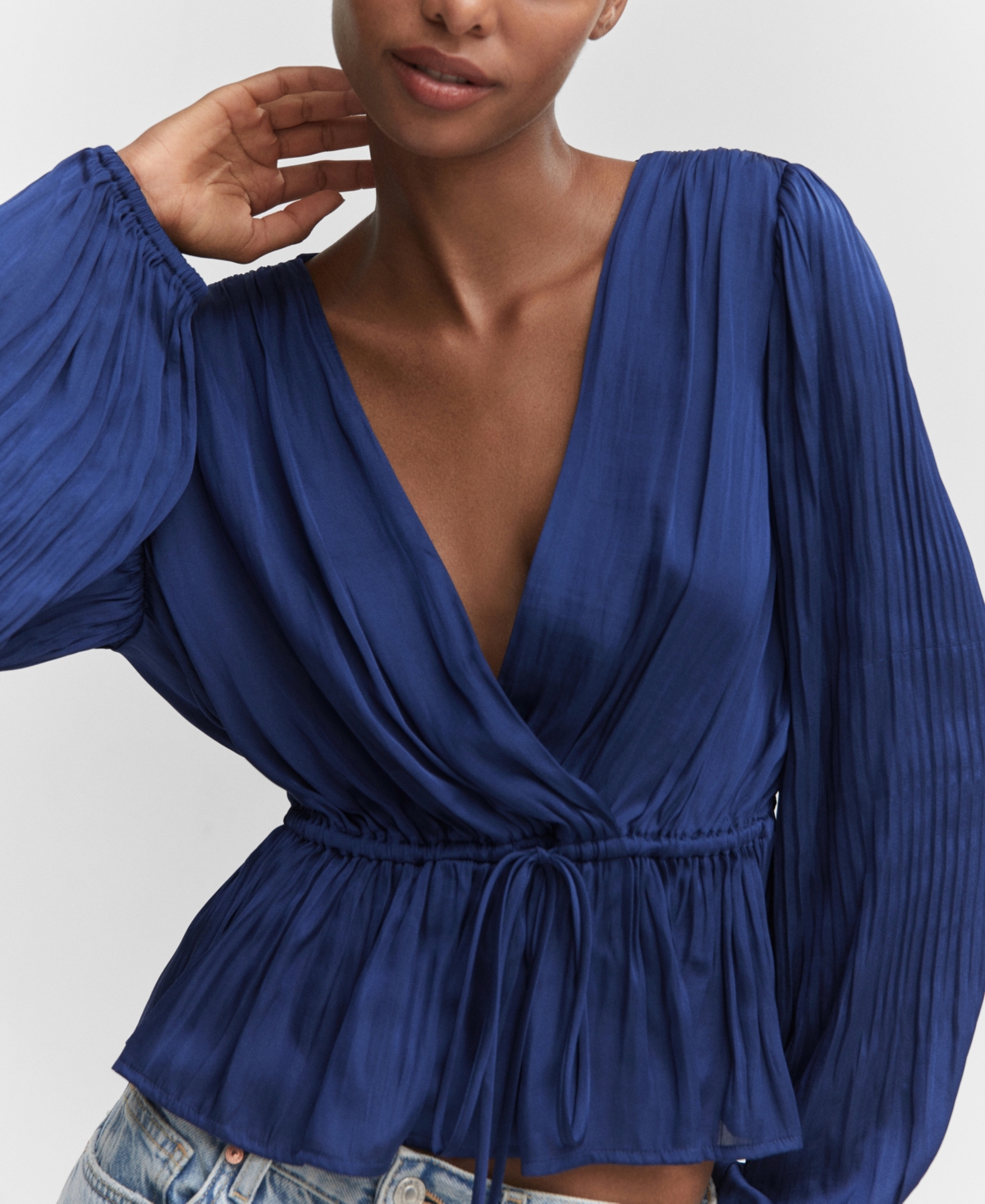 Mango Women's Satin Wrap Blouse