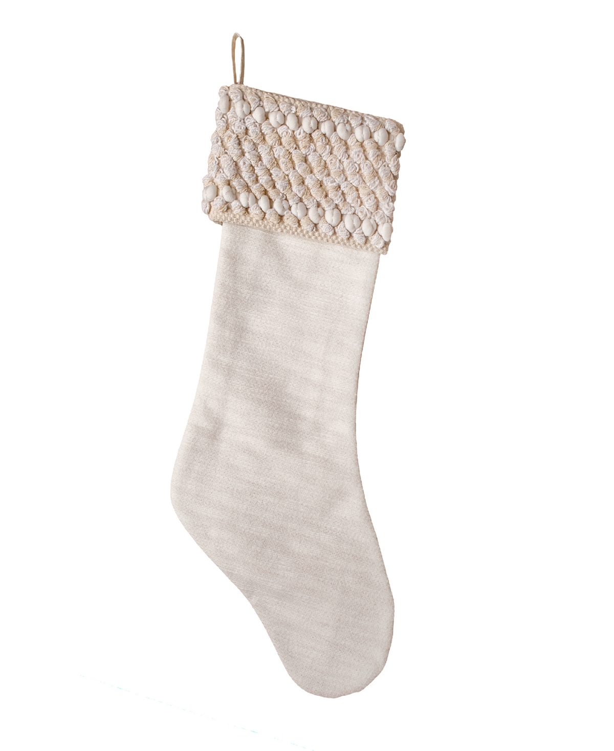 National Tree Company 20" Hgtv Home Collection Textured Cuff Stocking In Ivory