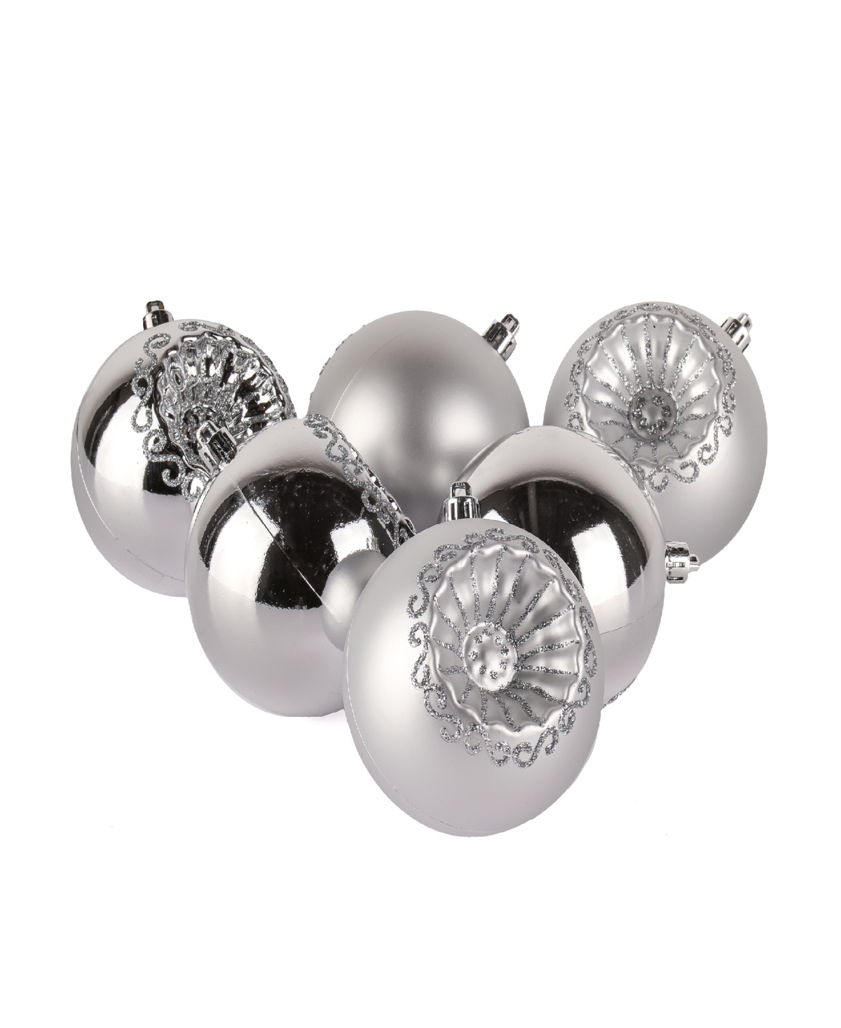 National Tree Company First Traditions 6 Piece Shatterproof Glittering Ornaments In Silver