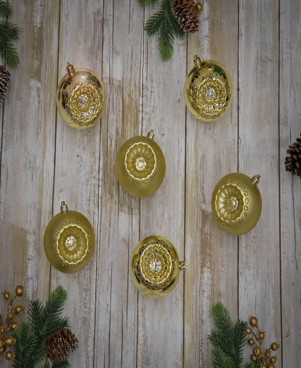 Shop National Tree Company First Traditions 6-piece Shatterproof Glittering Ornaments In Gold