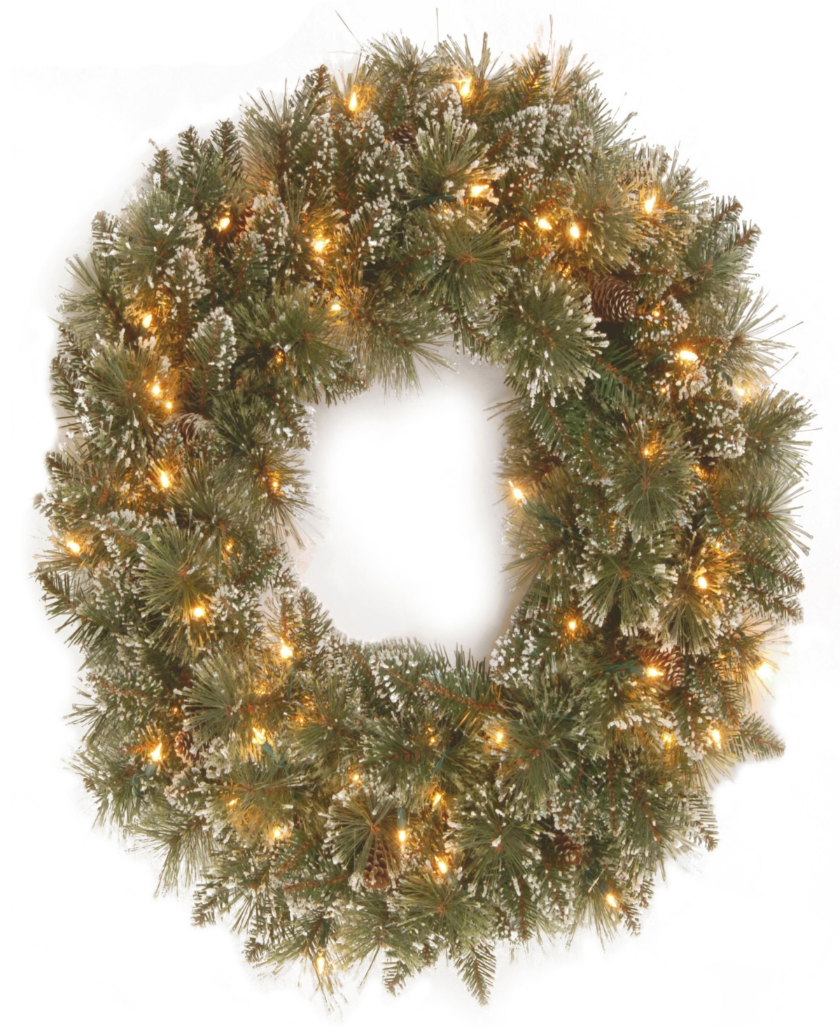 NATIONAL TREE COMPANY 30" GLITTERY BRISTLE PINE WREATH WITH TWINKLY LED LIGHTS