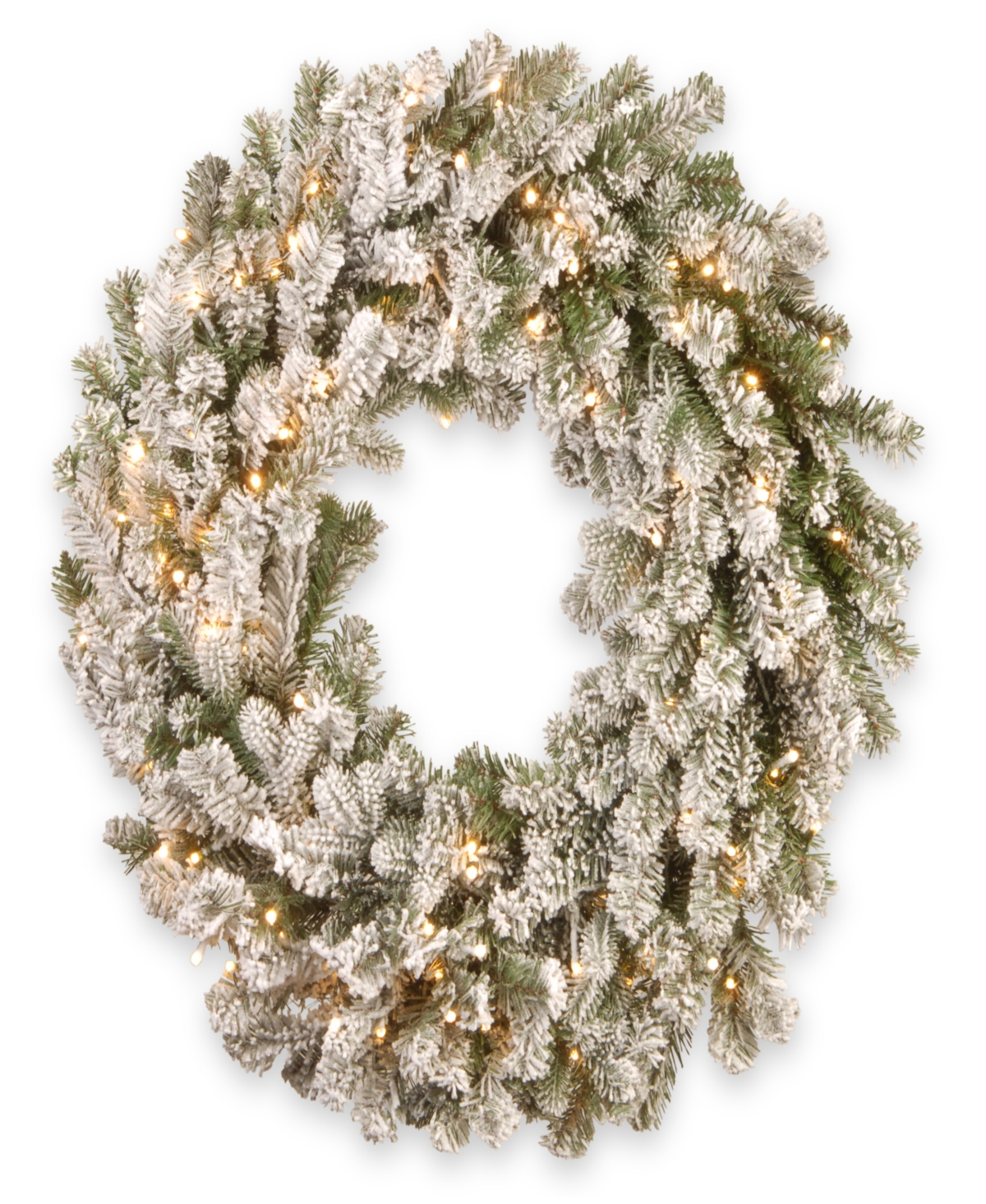 National Tree Company 30" Snowy Sheffield Spruce Wreath With Twinkly Led Lights In Green