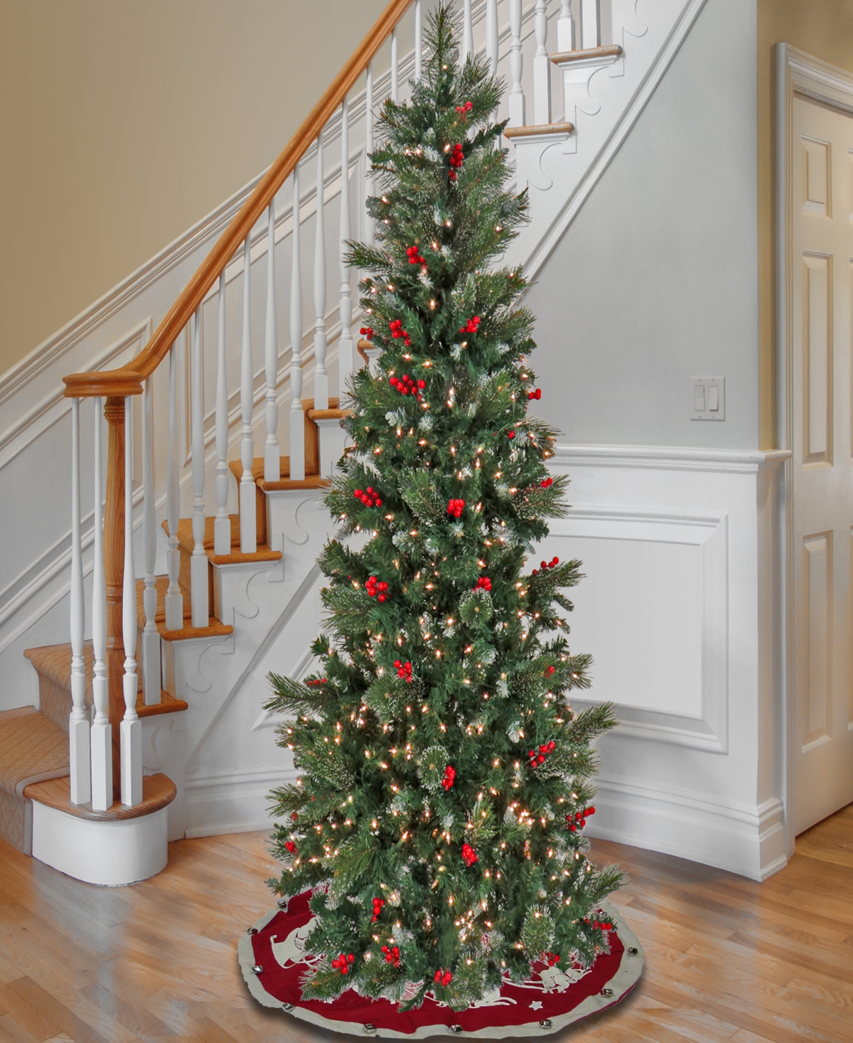 National Tree Company 7.5' Pre-lit Artificial Meadowlark Pencil Hinged Tree, 750 Clear Lights- Ul In Green