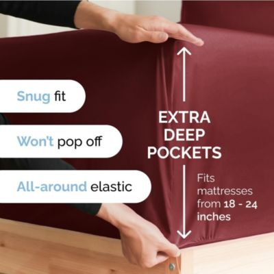 Extra Deep Pocket 18 - 24 Inch Microfiber Fitted Sheet - Queen