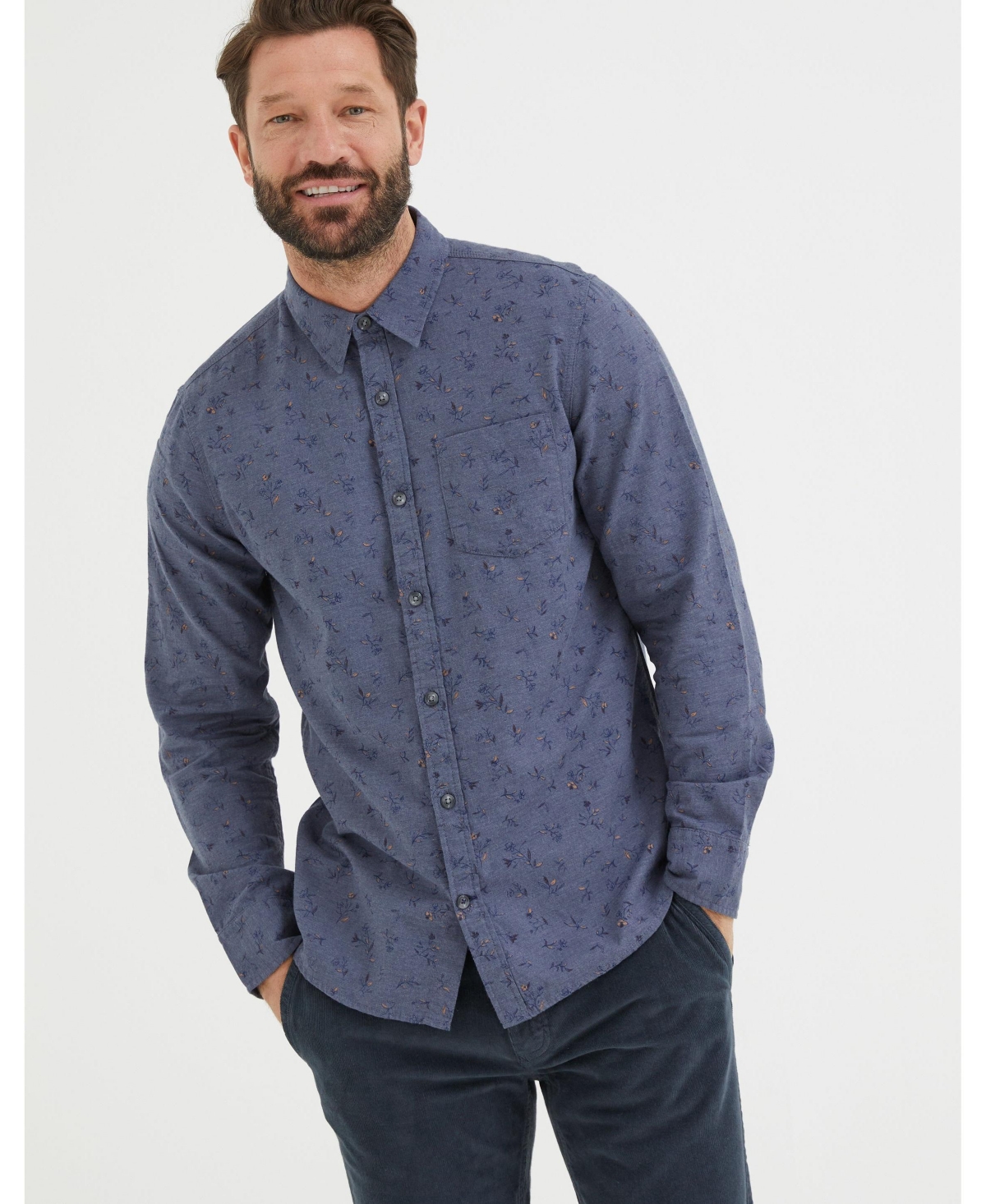 Men's Burgess Floral Print Shirt - Blue