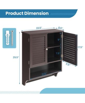 Bathroom Wall Mounted Medicine Cabinet with Louvered Doors and Towel Bar