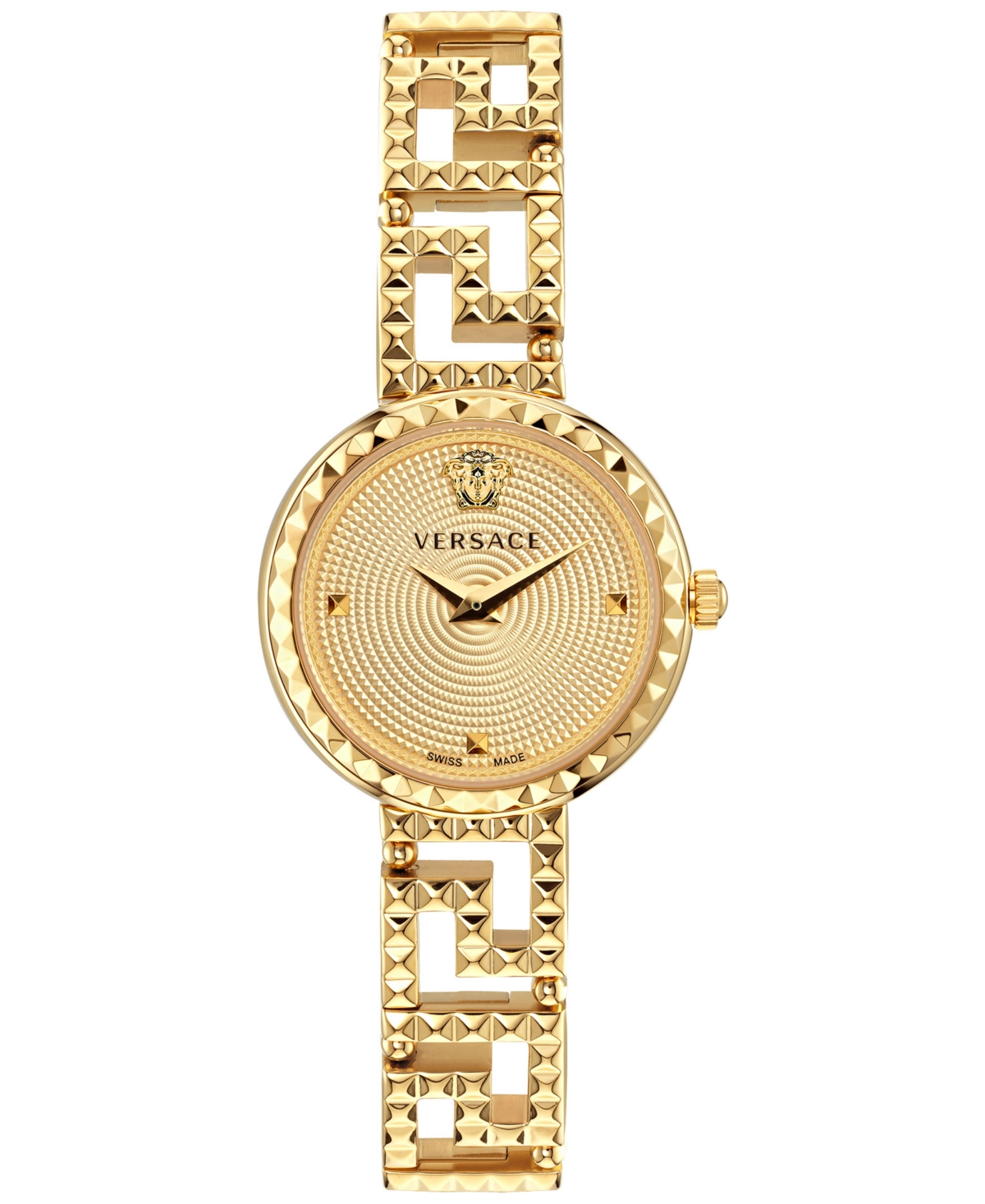 Versace Women's Swiss Greca Goddess Gold Ion Plated Stainless Steel Cut-out Bracelet Watch 28mm In Ip Yellow Gold