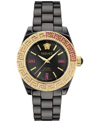 Versace - Women's Swiss Automatic DV One Diamond (1/2 ct. t.w.) Black Ceramic Bracelet Watch 40mm