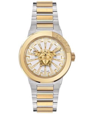 Versace - Women's Swiss Medusa Infinite Diamond (1/6 ct. t.w.) Two-Tone Stainless Steel Bracelet Watch 38mm