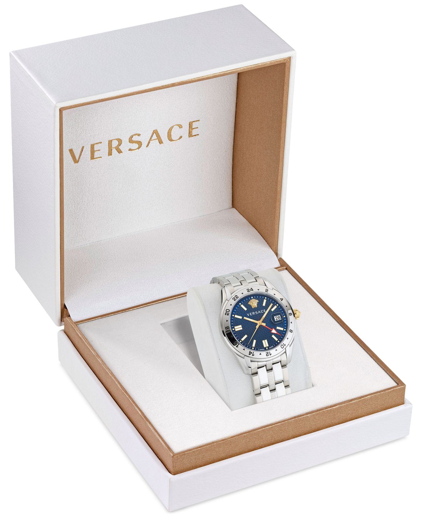 Мужские часы Versace Swiss Greca Time GMT Stainless Steel Bracelet Watch 41mm — фото 4