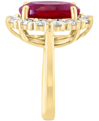 EFFY&reg; Lab Grown Ruby (6-3/4 ct. t.w.) & Lab Grown Diamond (1-3/8 ct. t.w.) Halo Ring in 14k Gold