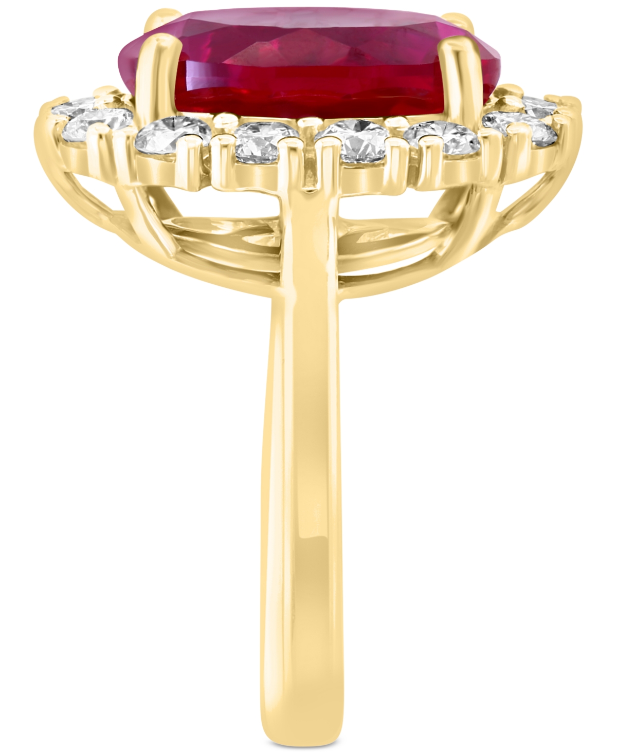Effy Collection Effy Lab Grown Ruby (6-3/4 Ct. T.w.) & Lab Grown Diamond (1-3/8 Ct. T.w.) Halo Ring In 14k Gold In Red
