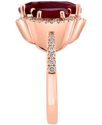 EFFY&reg; Lab Grown Sapphire (10-3/8 ct. t.w.) & Lab Grown Diamond (1/3 ct. t.w.) Halo Statement Ring in 14k Gold (Also in Lab Grown Ruby & Lab Grown Emerald)