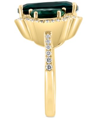 EFFY&reg; Lab Grown Sapphire (10-3/8 ct. t.w.) & Lab Grown Diamond (1/3 ct. t.w.) Halo Statement Ring in 14k Gold (Also in Lab Grown Ruby & Lab Grown Emerald)