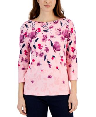 Style & Co - Petite Floral Border-Print Top