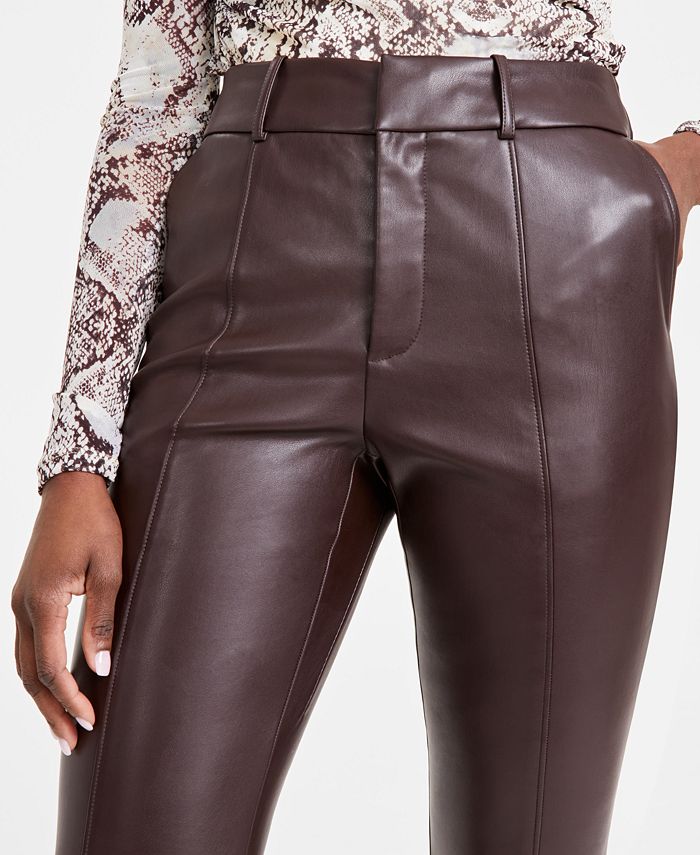 I.N.C. International Concepts Women's Faux-Leather Kick-Flare Pants,  Created for Macy's - Macy's