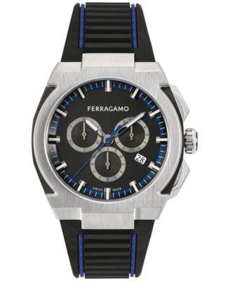 Salvatore Ferragamo Sapphire Black Dial Black Rubber Strap Watch for Men - SFHP00320