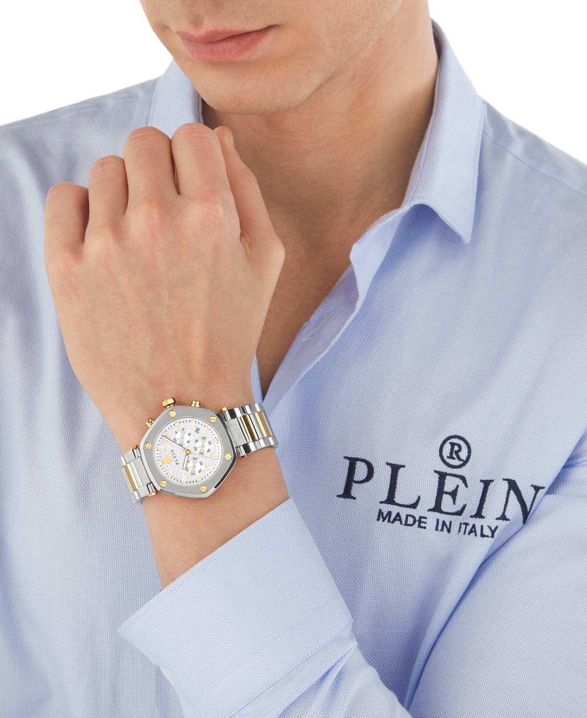 Philipp Plein The Hexagon Chrono Bracelet Watch In Two Tone