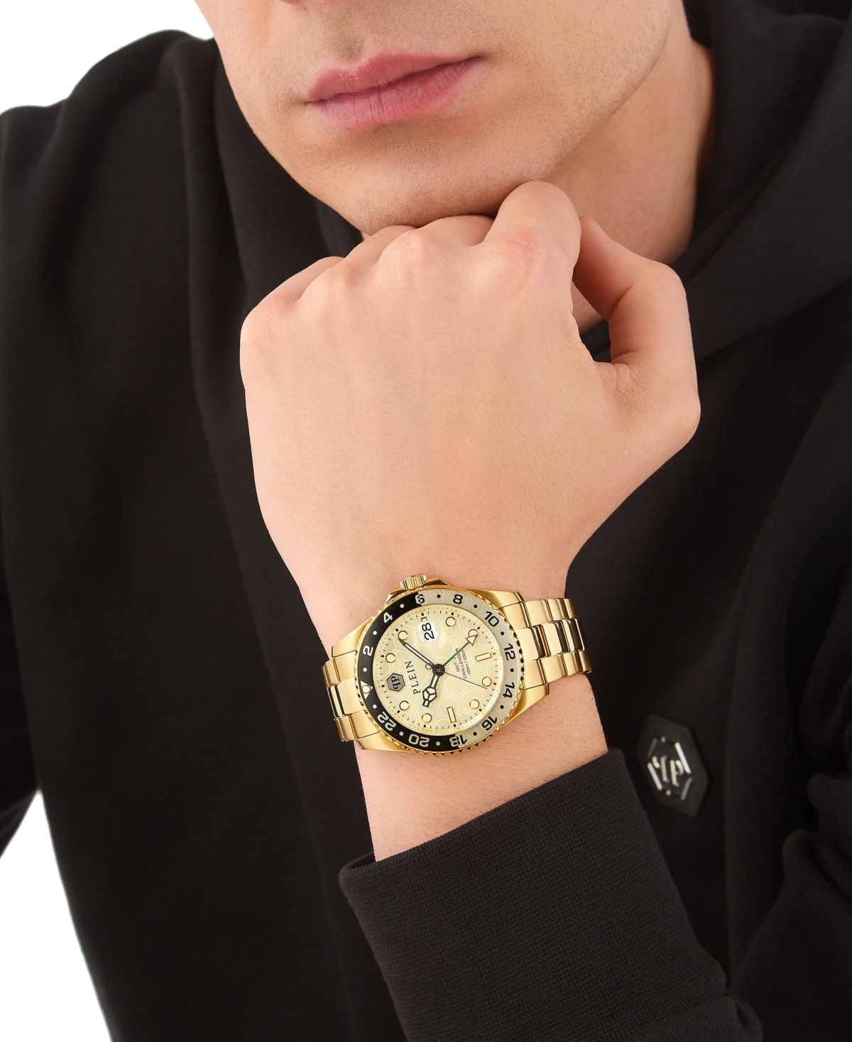 Philipp Plein Men's Gmt-i Challenger Gold-tone Stainless Steel Bracelet Watch 44mm In Ip Yellow Gold