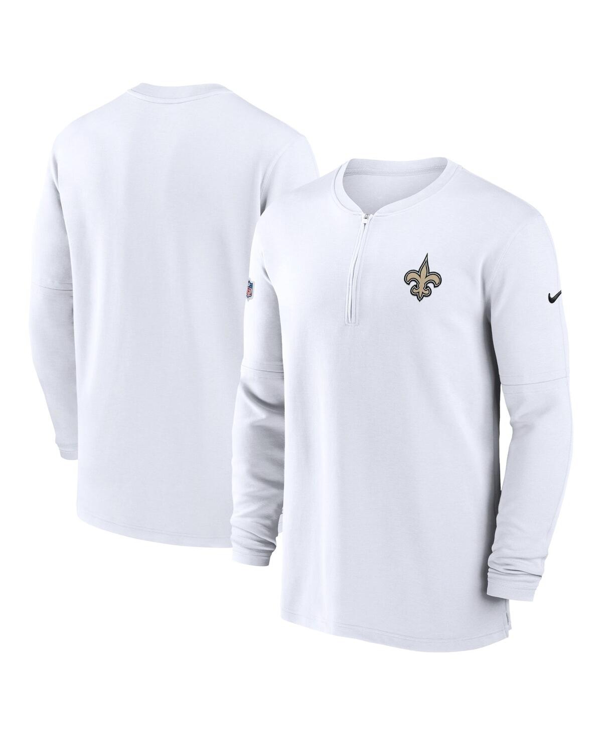 Shop Nike Men's  White New Orleans Saints 2023 Sideline Performance Long Sleeve Quarter-zip Top