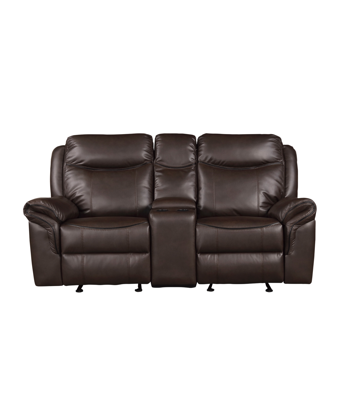 White Label Calico Double Glider Reclining Love Seat with Center Console, Power Outlets, Hidden Drawer and Usb Ports