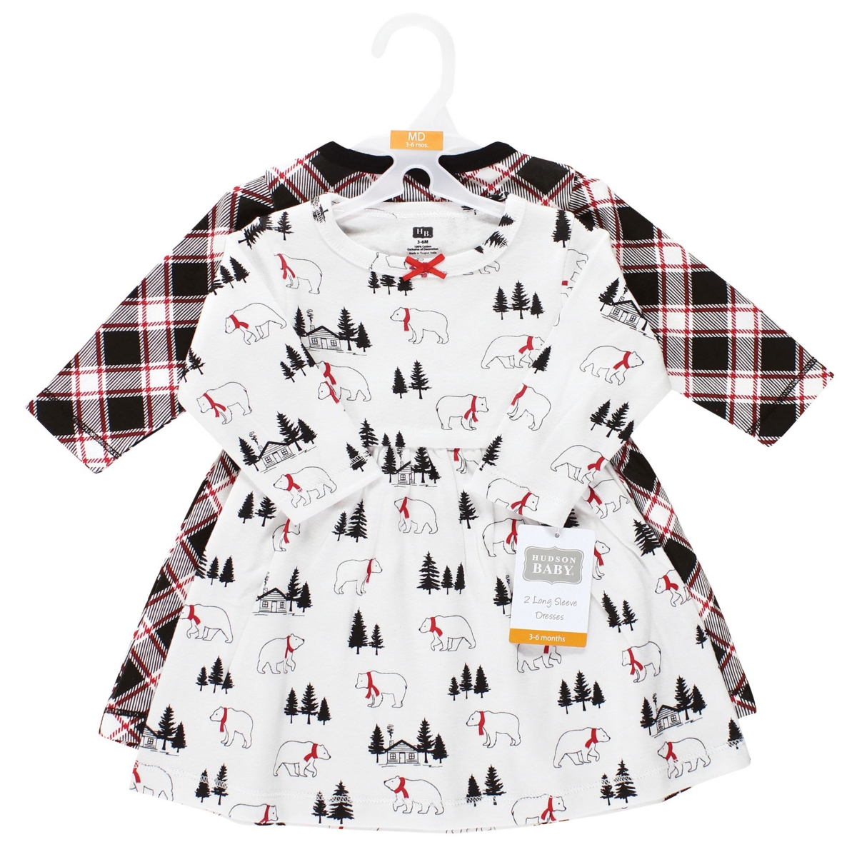 Hudson Baby Baby Girls Cotton Dresses,- Winter bear
