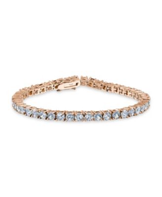 Classic 12CTW Prong Basket Set Round Cubic Zirconia Solitaire CZ Tennis Bracelet Gold Plated 7.5 Inch