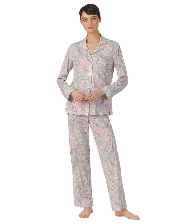 Lauren Ralph Lauren Women's Paisley Twill Long-Sleeve Top and Pajama ...