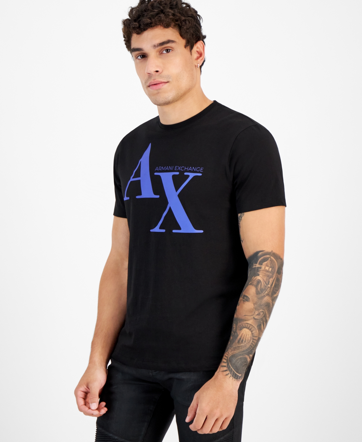 Ax Armani Exchange Men's Logo T-shirt, Created For Macy's In Black,bluing