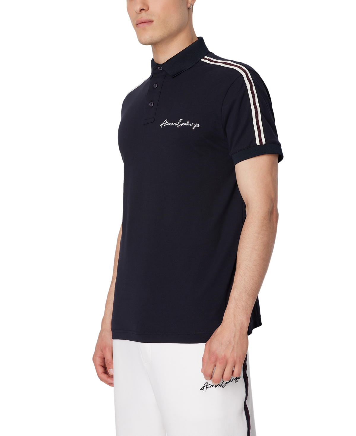 Ax Armani Exchange Men's Short-sleeve Signature Logo Polo Shirt In Deep Navy