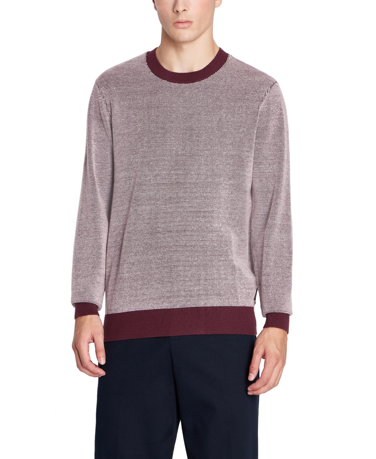 Ax Armani Exchange Men's Two Tone Crewneck Pullover Sweater In Vineyard W,off White