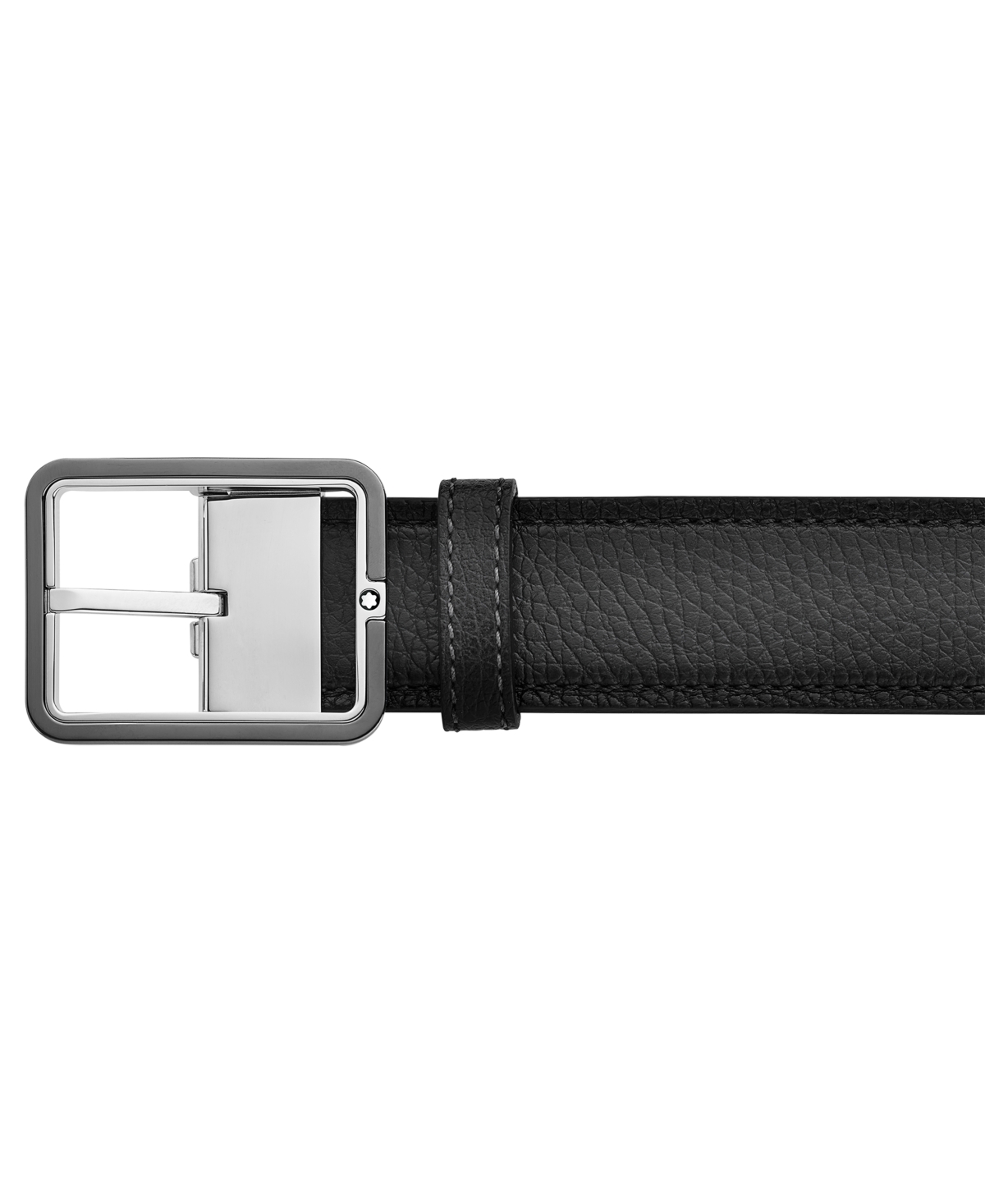 Rectangular Buckle Leather Belt - Grey