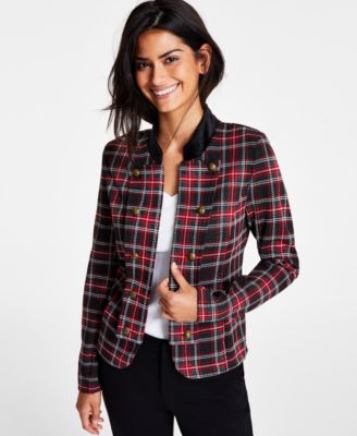 Tommy Hilfiger - Women's Long-Sleeve Tartan Band Jacket