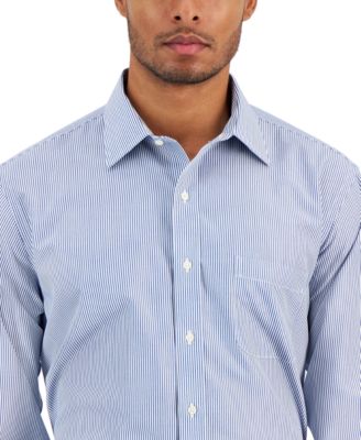 Men's Regular Fit Non-Iron Spread Collar Bengal Stripe Broadcloth Dress Shirt